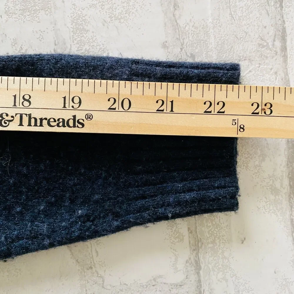 J Crew Rugged 1/2 Zip Blue Merino Wool Blend Sweater Pullover Layering M